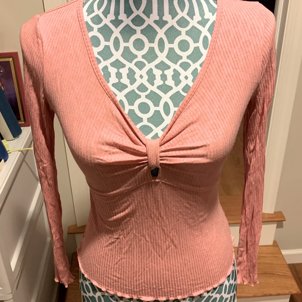 Long sleeve dusty pink rose color shirt -small